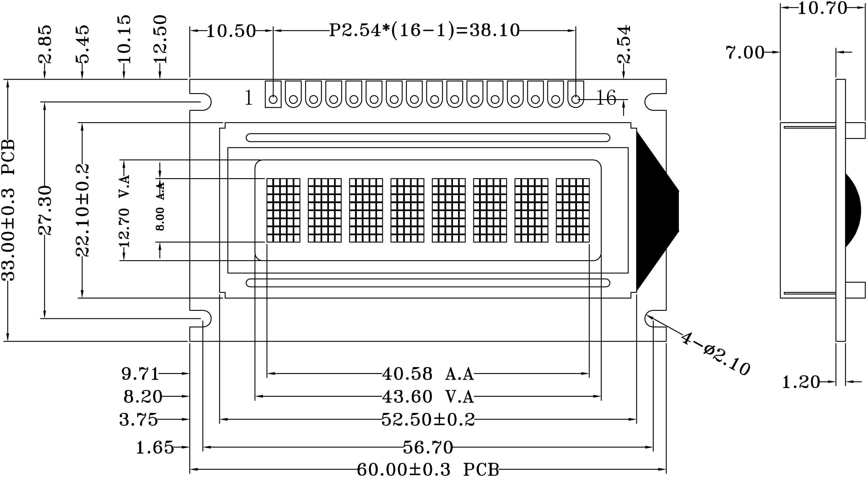 YB0801A资料下载: 字符数:8X1 模组尺寸:60.0x33.0x10.7mm 视域尺寸:43.6x12.7mm LCD模式:STN黄绿 背光类型:LED黄绿 控 制 器:SPLC780 电 压 :3.3V/5.0V 接口方式:6800 serial 8-Bit/4-Bit MPU Interface 工作温度:-20~+70C 储存温度:-30~+80C YB0801A 可以显示 1 行,每行 8 个英文、数字、符号,并可选择日文、俄文、以色列文、希腊文等文字(注俄文、以色列文、希腊文需订制)。并